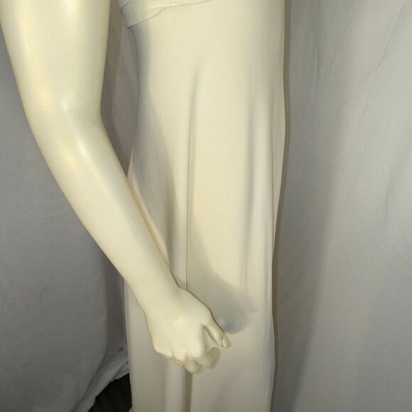 Vintage 1970s Ivory Slip Dress Bias Cut Maxi Gown Ruched Bust Spaghetti Strap Bo - Picture 8 of 15
